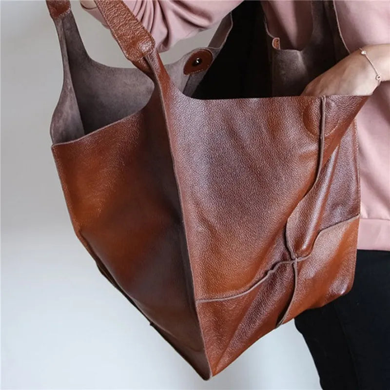 AVERY | OVERSIZED LEATHER TOTE BAG