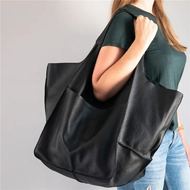 AVERY | OVERSIZED LEATHER TOTE BAG